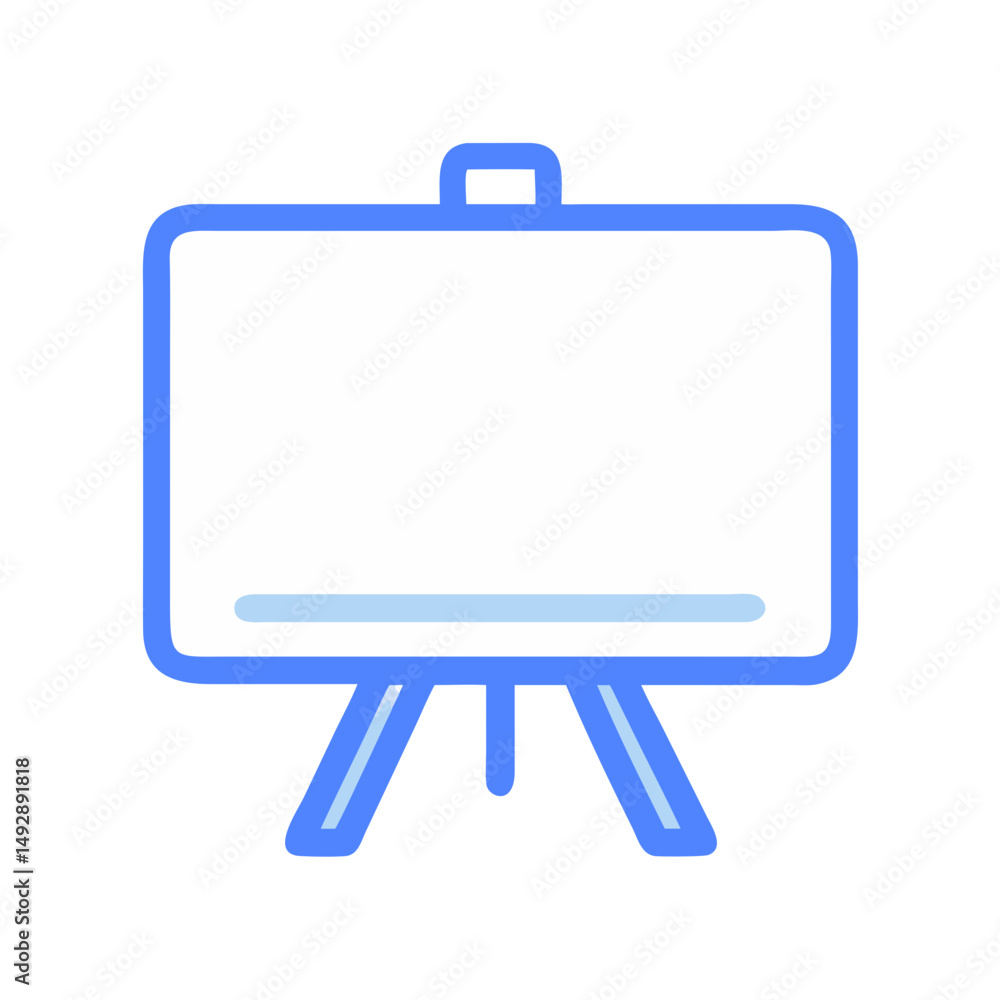 Poster presentation board with blank surface on tripod isolated icon