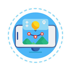 Mobile device data analysis interface flat vector illustration