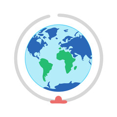 Flat design illustration of a globe on a stand