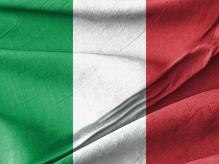Waved Textured A close up of a large italian flag with a very long tail Symbolizing National Identity and Unity