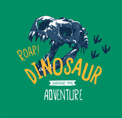 dinosaur slogan with dinosaur skull vector illustration for fashion print © tsuponk