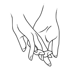 romantic hand holding line art