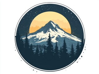 Obraz premium Majestic mountain silhouette framed by forest and starry night.