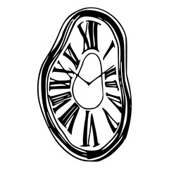 melting clock line art vector