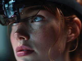 Woman Wearing Augmented Reality Headset, Exploring Future Technology and Digital Transformation in Business Innovation : Generative AI