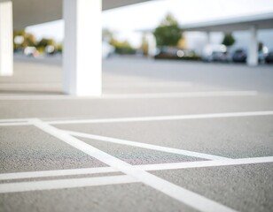 Wide Empty Parking Space – Clear Asphalt Under Blue Sky
