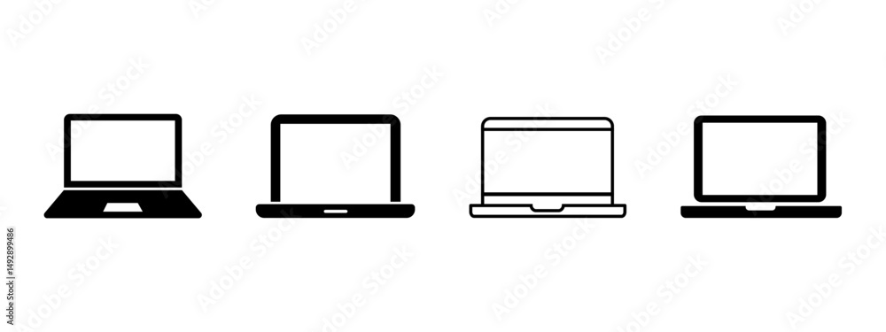 Fototapete simple laptop icons set digital technology device modern minimalist design clean interface user inte