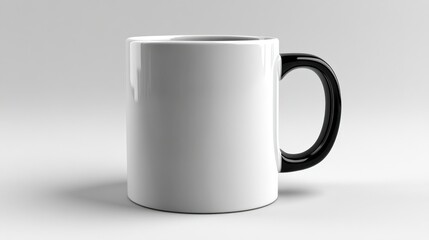 Fototapeta premium Blank white mug with black handle (1)