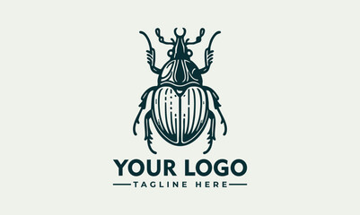 Detailed stag beetle illustration surrounded by decorative symmetrical leaves in vintage style. Nature concept
