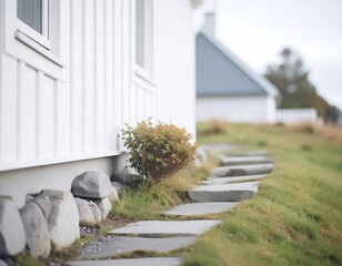 Traditional Rural House – Stone Pathway Leading to Cozy Entrance