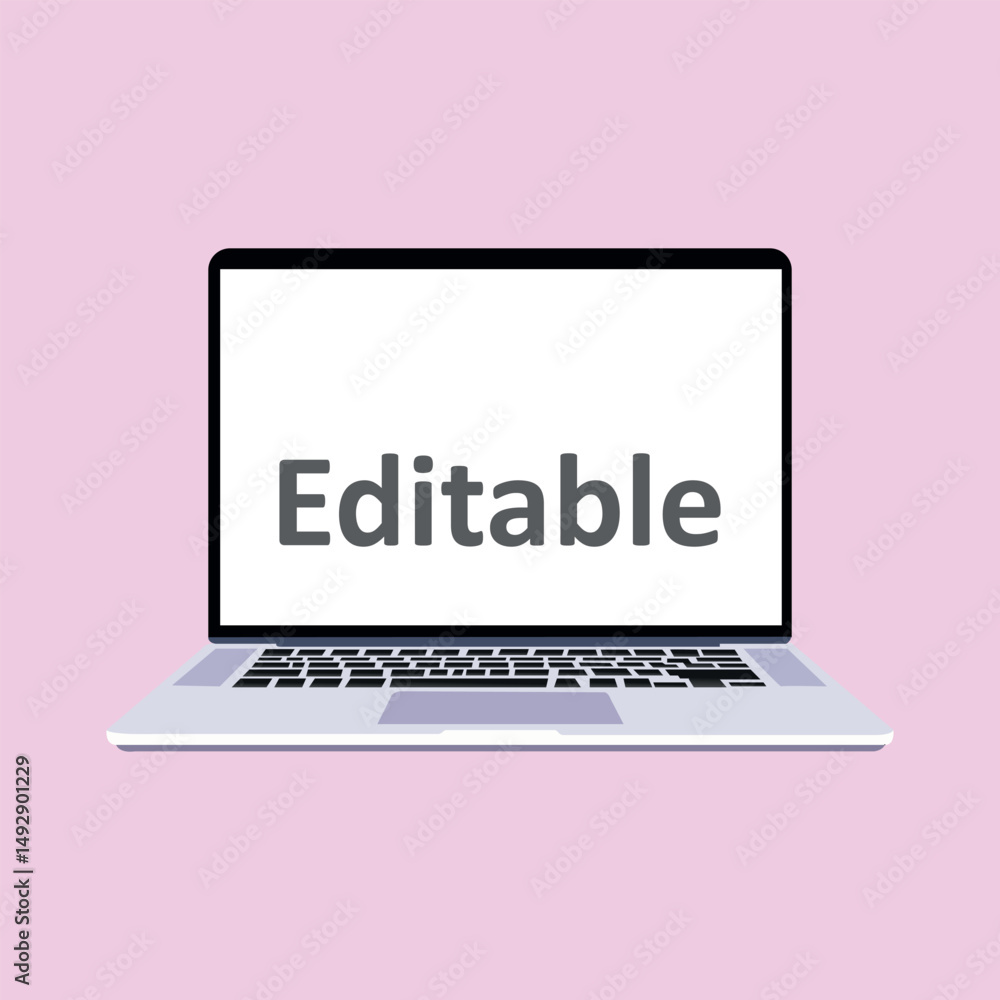Fototapete Editable Laptop Screen Mockup Modern Design Template Clean Minimalist Digital Technology Device Interface Web Application Easy to Use Simple Flat Illustration Vector Graphic       