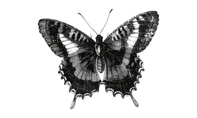 Hand-drawn Vintage Engraving, Butterfly in Flight, Rustic Wildlife Art, Scientific Entomological Drawing, Insect Line Art, Monochrome Nature Illustration, Black Sketch, Wall Print Decor