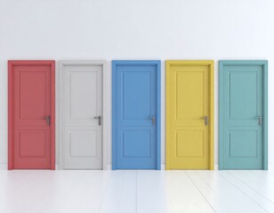 Seven Colorful Doors in a Row – Vibrant Architecture and Design Concept