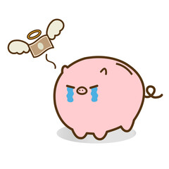 お金が消えて泣くブタの貯金箱　ピギーバンク