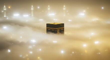 Kaaba in Fog with Minarets