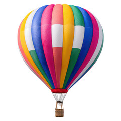 Fototapeta premium Colorful Hot Air Balloon Against Clear Blue Sky at Sunrise for Adventure, isolated on transparent background.