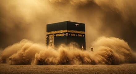 Black Stone in Desert Sandstorm