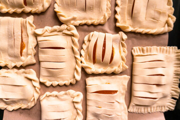 Puff pastry with apricot jam. Dessert. Baking. Food