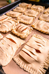 Puff pastry with apricot jam. Dessert. Baking. Food