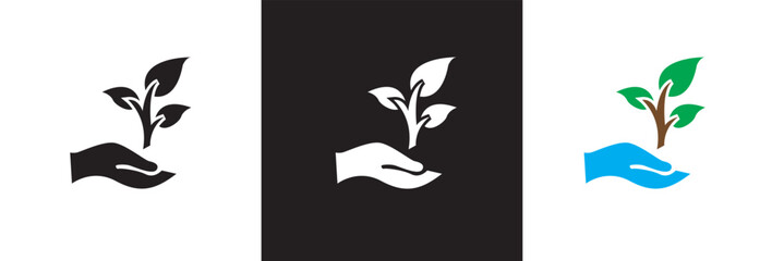 Ecology icon. Nature icons or ecofriendly icon  Vector for websites, mobile interfaces, presentations, banner, visual branding etc. Vector illustration. isolated on white and black background. EPS 10