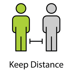 Keep Distance Vector Icon For Social Safety