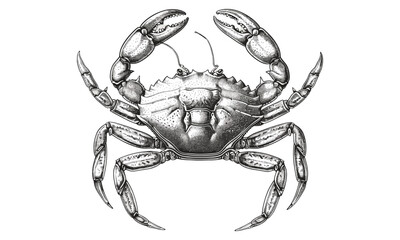 Crab Walking Sideways, Hand-etched Crustacean Art, Vintage Marine Wildlife Line Drawing, Monochrome Animal Sketch, Ocean Creature Print, Rustic Beach Decor