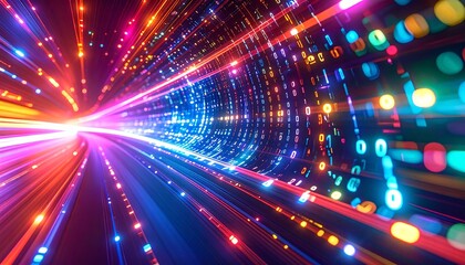 Naklejka premium abstract animation of binary code cascading down like digital rain