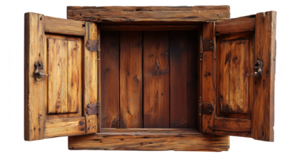 Authentic Vintage Wooden Window Frame with PNG transparent background