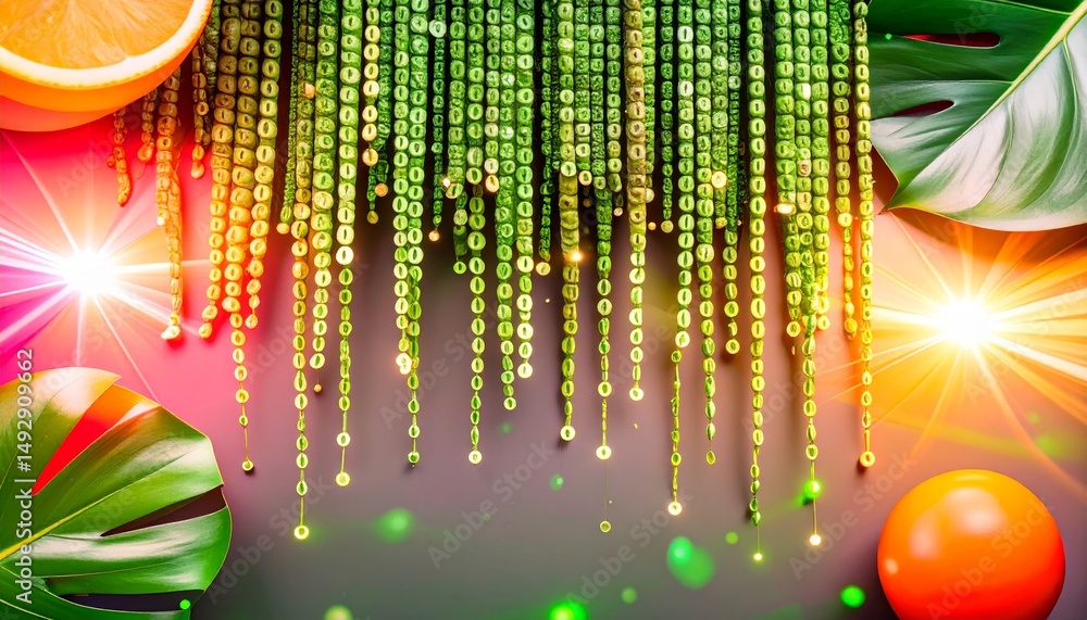 Poster abstract animation of binary code cascading down like digital rain