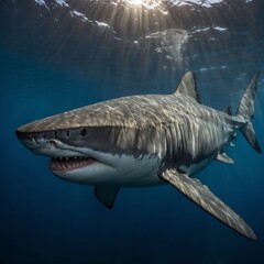 Naklejka premium great white shark in the sea
