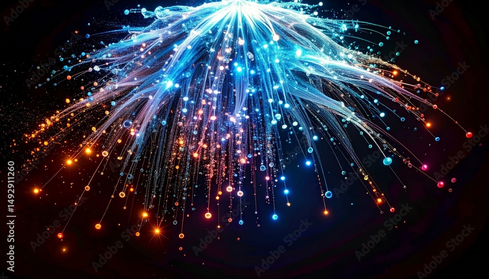 Poster abstract animation of binary code cascading down like digital rain