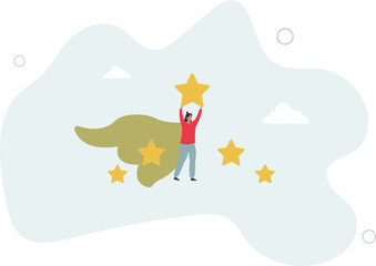stars expert, excellence or great service, quality and good reputation professional, award winning or best rating concept, character life .