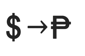 Obraz premium Currency conversion showing us dollars transforming into philippine pesos, illustrating global financial exchange against transparent setting
