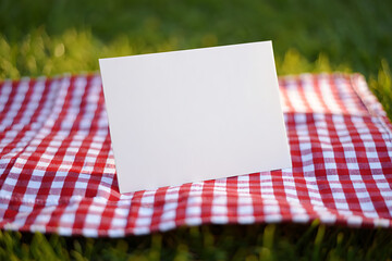 Blank Card Picnic Red Gingham Outdoors