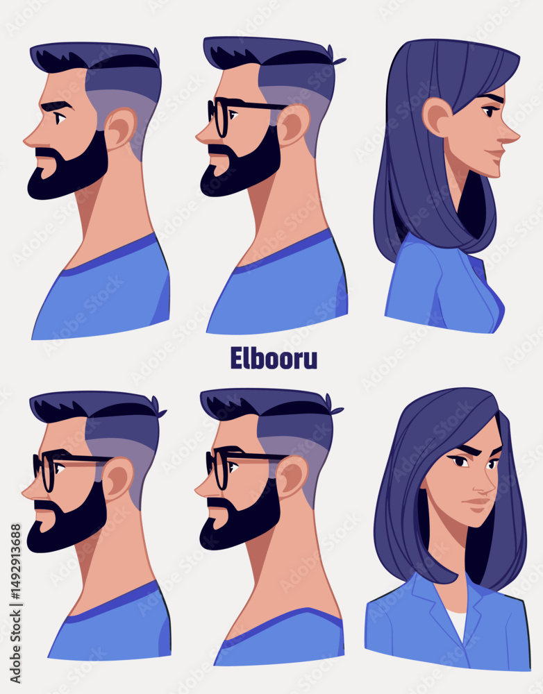 Poster style profiles: a visual compendium of diverse profile views, a stylized collection of profiles that