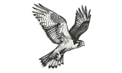 Rustic Bird Design, Falcon in Flight, Vintage Illustration, Hand-drawn Engraving, Nature Decor, Old Engraving Style, monochrome bird sketch, classic wildlife drawing