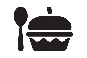 Spoon and Pie Icon Black Silhouette Bakery Symbol for Food and Cooking Design