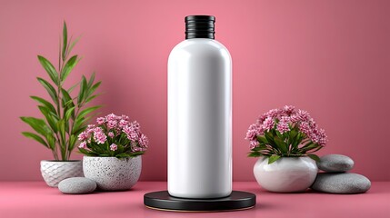 Blank cosmetic bottle display mockup