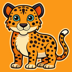 tiger, animal, cartoon, cat, vector, illustration, wild, cheetah, leopard, baby, zoo, mammal, wildlife, cub, jaguar, art, safari, predator, nature, cute, jungle, smile, feline, character, mascot