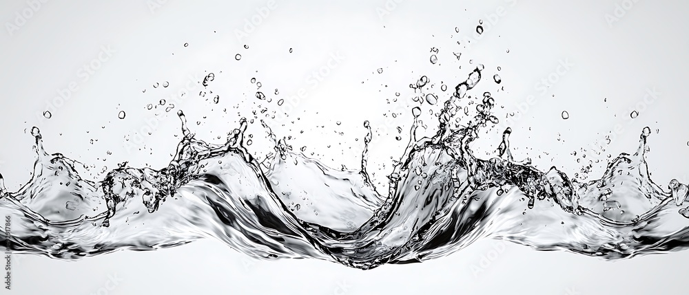 Poster crystal clear water splash over smooth surface with dynamic movement and high detail