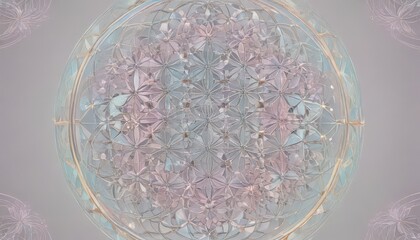 Intricate geometric flower of life pattern in calming pastel hues ,  light,  wallpaper