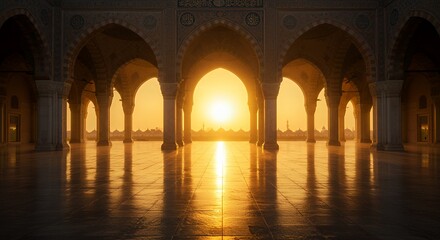 Mosque Interior at Sunrise