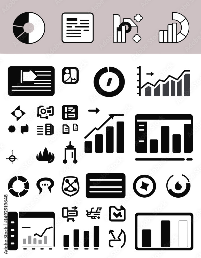 Poster statistical symbols and financial diagrams: a visually-engaging collection of various financial symb