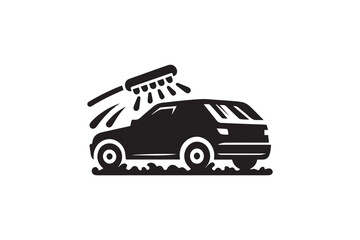 Washing car silhouette vector on white background. Car wash logo