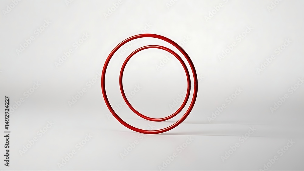 Poster abstract geometric pattern of bold red lines sweeping across a clean white background in ultra-high-
