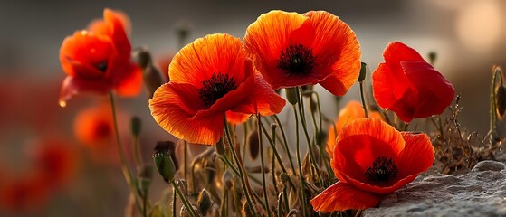Obraz premium Poppy Field Sunset