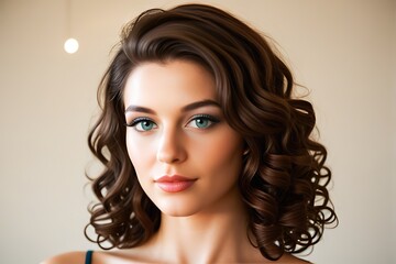 Naklejka premium Beautiful woman with curly black hair