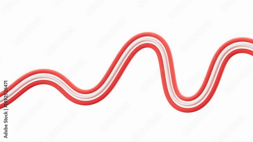 Poster abstract geometric pattern of bold red lines sweeping across a clean white background in ultra-high-