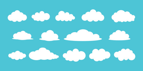 A set of vector illustrations of various cloud-shaped balloons