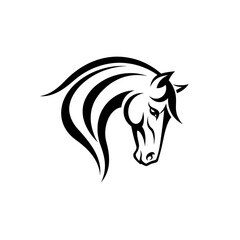Fototapeta premium Stylized horse head logos in black and green.